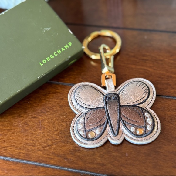 Longchamp Butterfly Keyring Bag Charm Fob Leather - Picture 2 of 6
